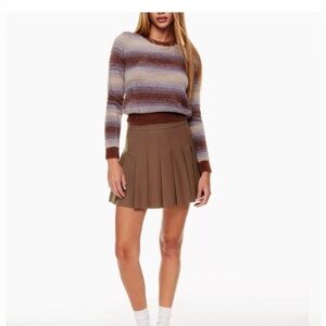 Aritzia Sunday Best Brown Pleated Tennis Mini Skirt Size 10 Preppy Academia Y2K